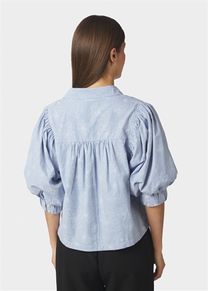 Etta flower stripe skjorte Light Blue Neo Noir